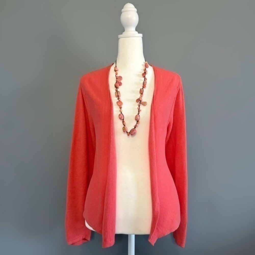 EUC J. Jill Coral/Grapefruit Open Front Linen Cardigan Size XLP